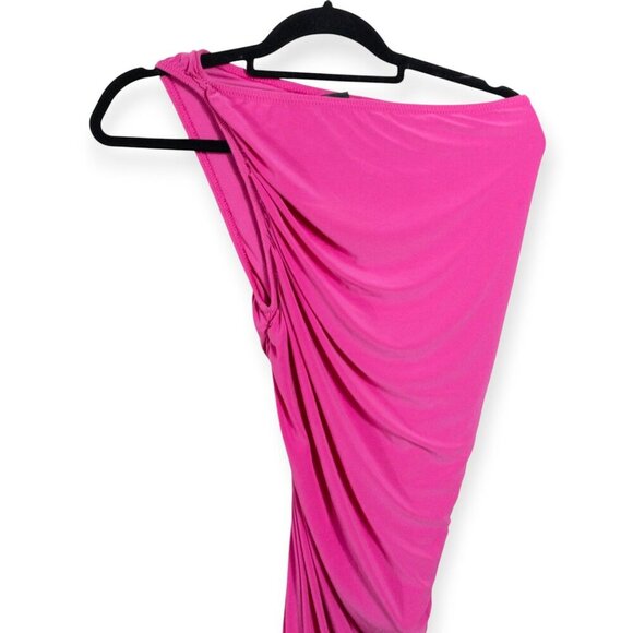 Norma Kamali - Diana Dress Orchid Pink One Shoulder Ruched Formal SZ XS - Picture 11 of 12
